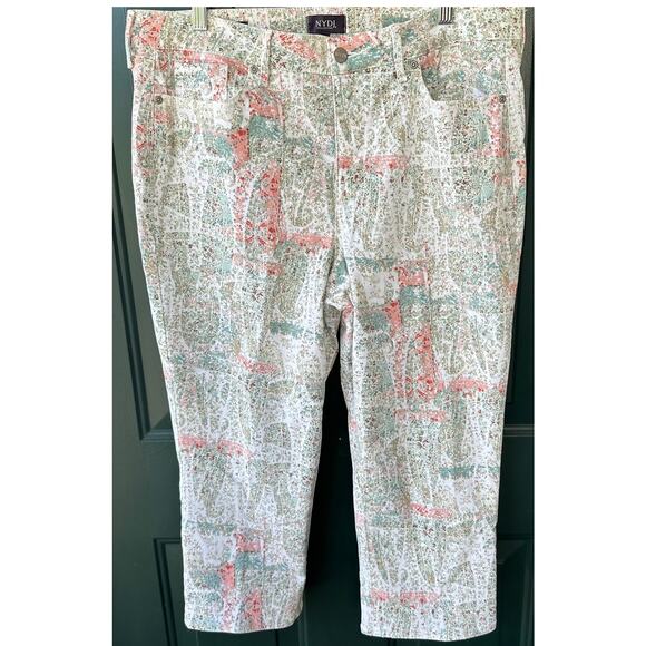 NYDJ Marilyn Straight Cropped Jean Sz 16 "Paisley Impressions" Lift Tuck Summer - Picture 3 of 8
